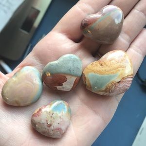 Random polychrome jasper pocket heart qty1